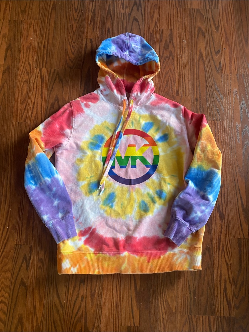 Michael Kors tie-dye rainbow hoodie.